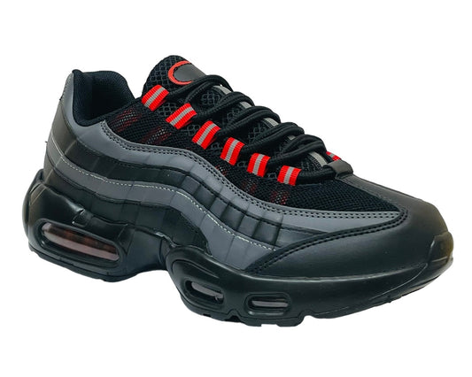 Men's Air Cushioned Sports Trainers – Black/Grey/Red