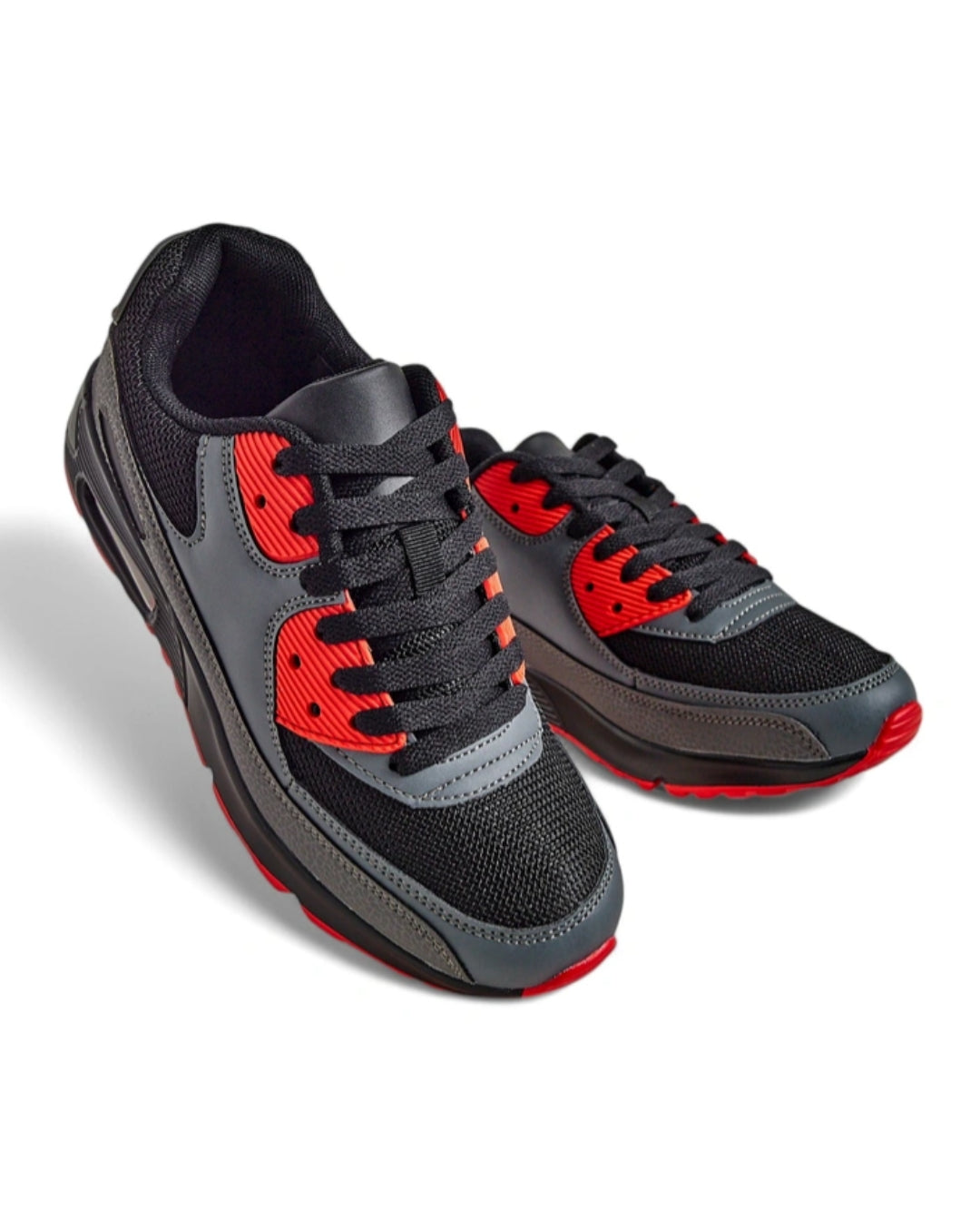 Men's Shock Absorbing Trainers – Grey/Red