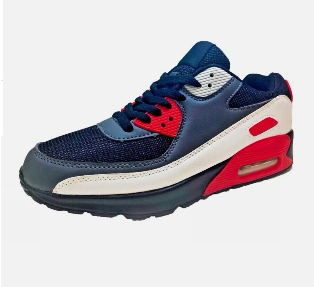Men's Shock Absorbing Trainers – Red/Grey/Cream