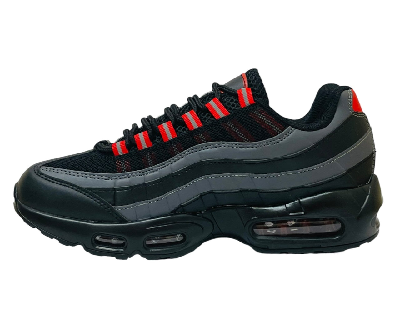 Men's Air Cushioned Sports Trainers – Black/Grey/Red