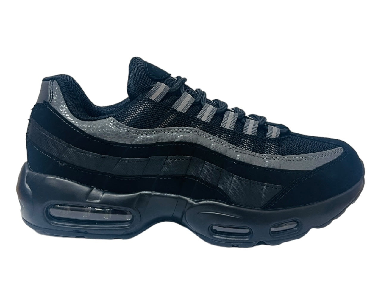 Men's Air Cushioned Sports Trainers – Black/Dark Grey