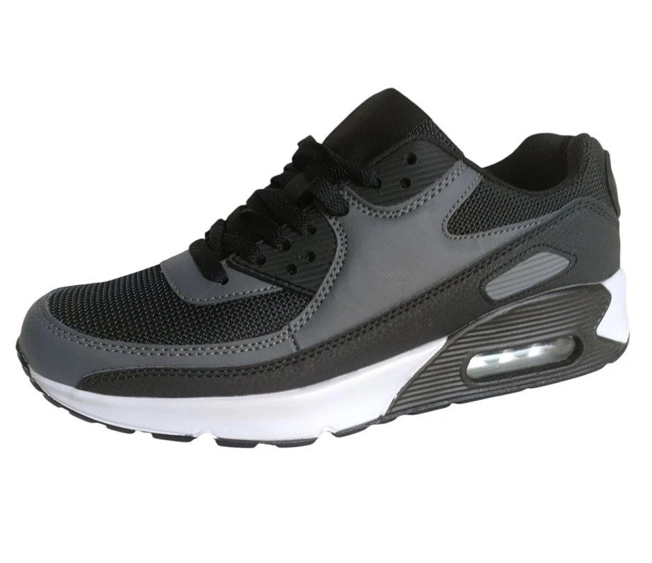 Men's Shock Absorbing Trainers – Black/Grey/White