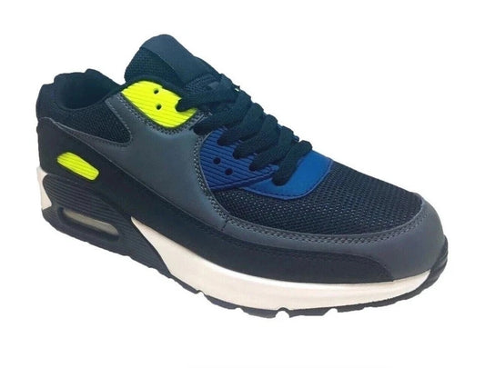 Men's Shock Absorbing Trainers – Black/Green/Grey