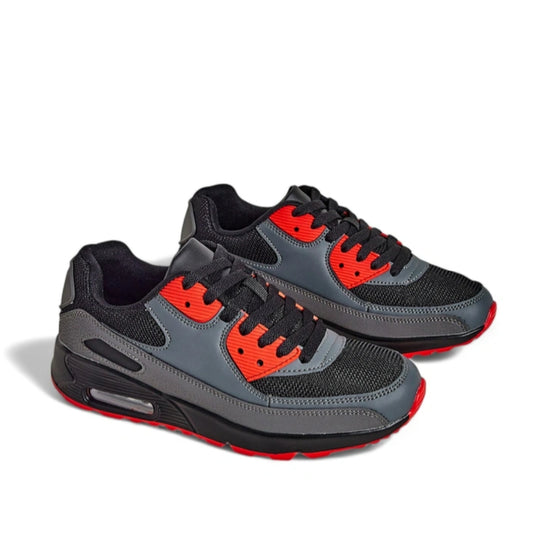 Men's Shock Absorbing Trainers – Grey/Red