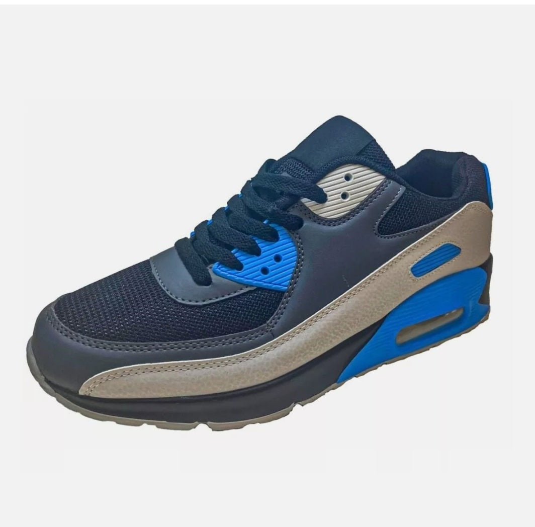 Men's Shock Absorbing Trainers – Blue/Grey/Black