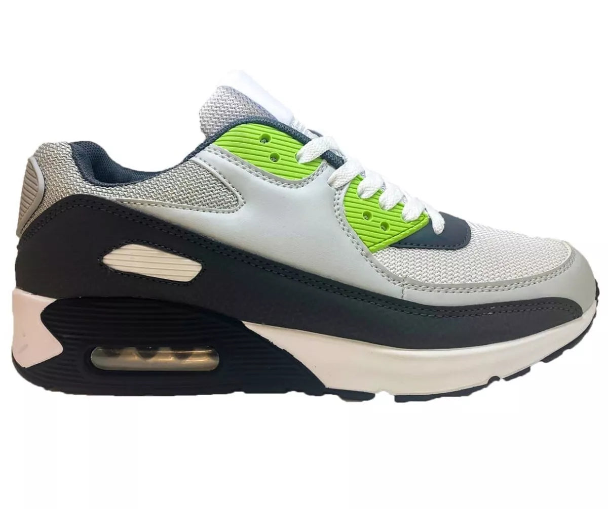Men's Shock Absorbing Trainers – White/Black/Grey/Green