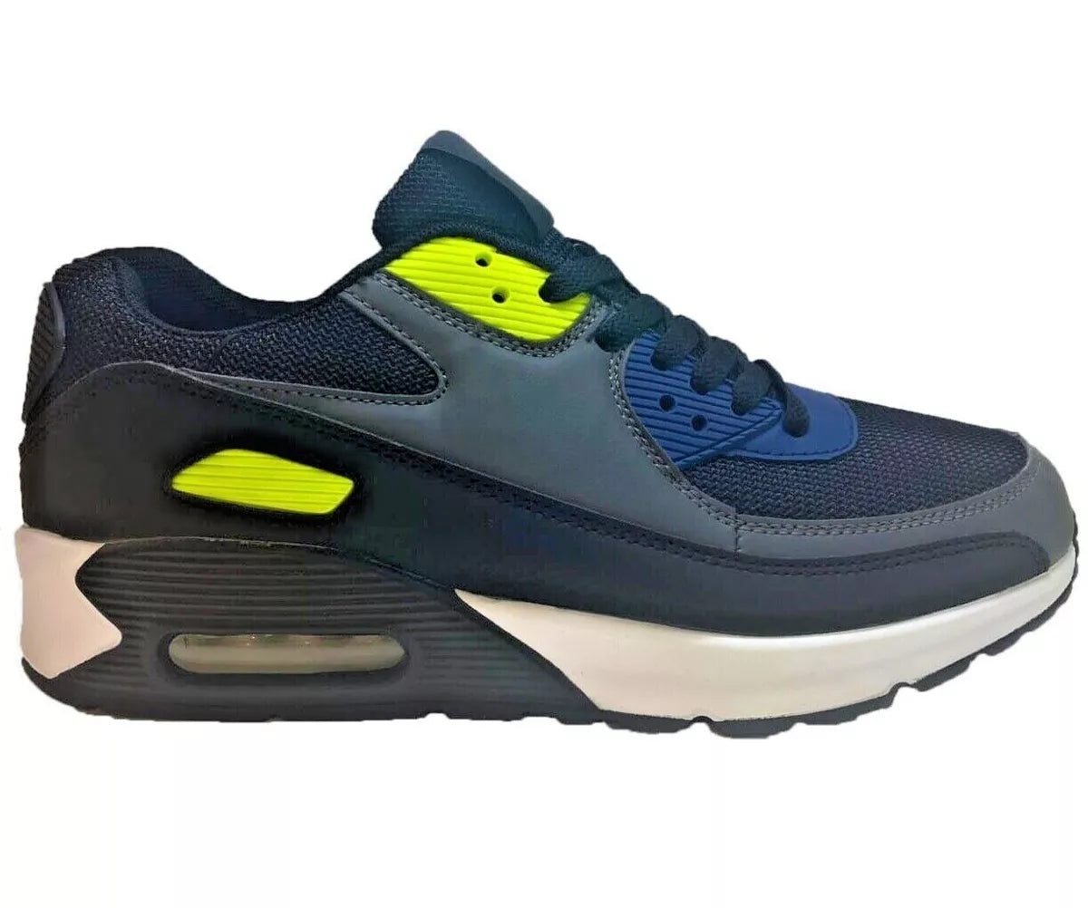 Men's Shock Absorbing Trainers – Black/Green/Grey