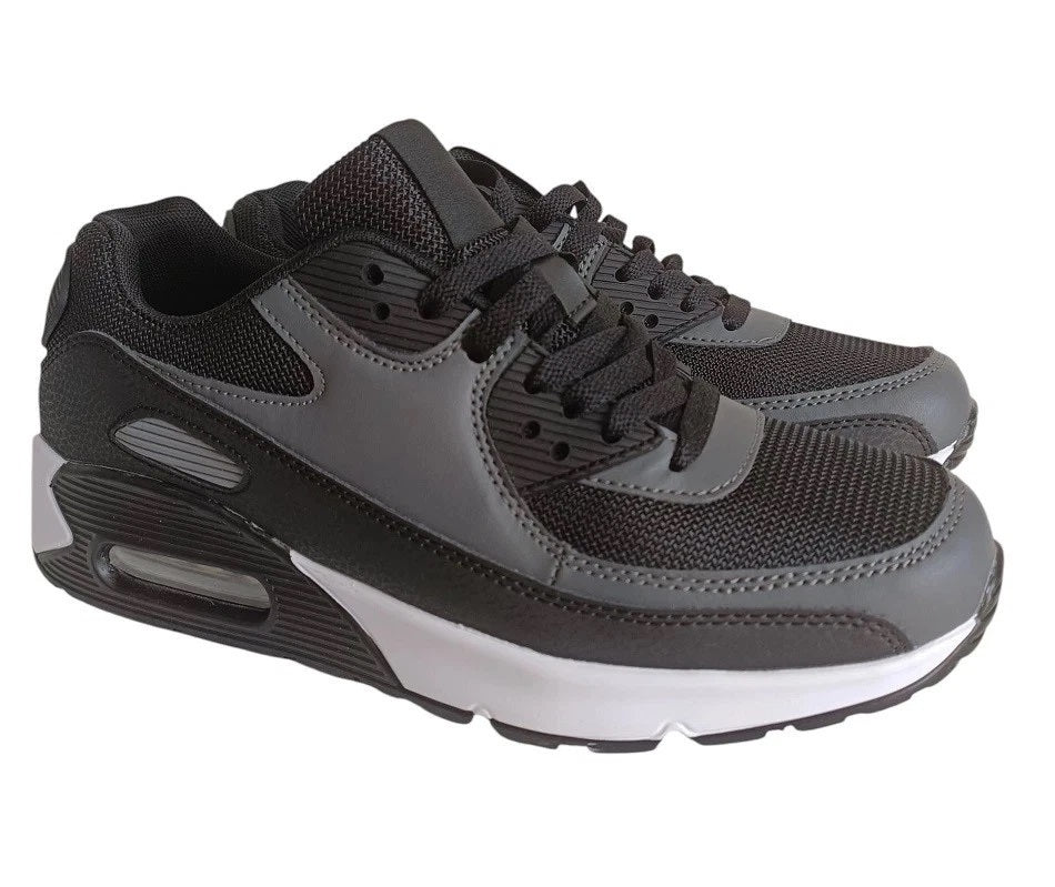Men's Shock Absorbing Trainers – Black/Grey/White